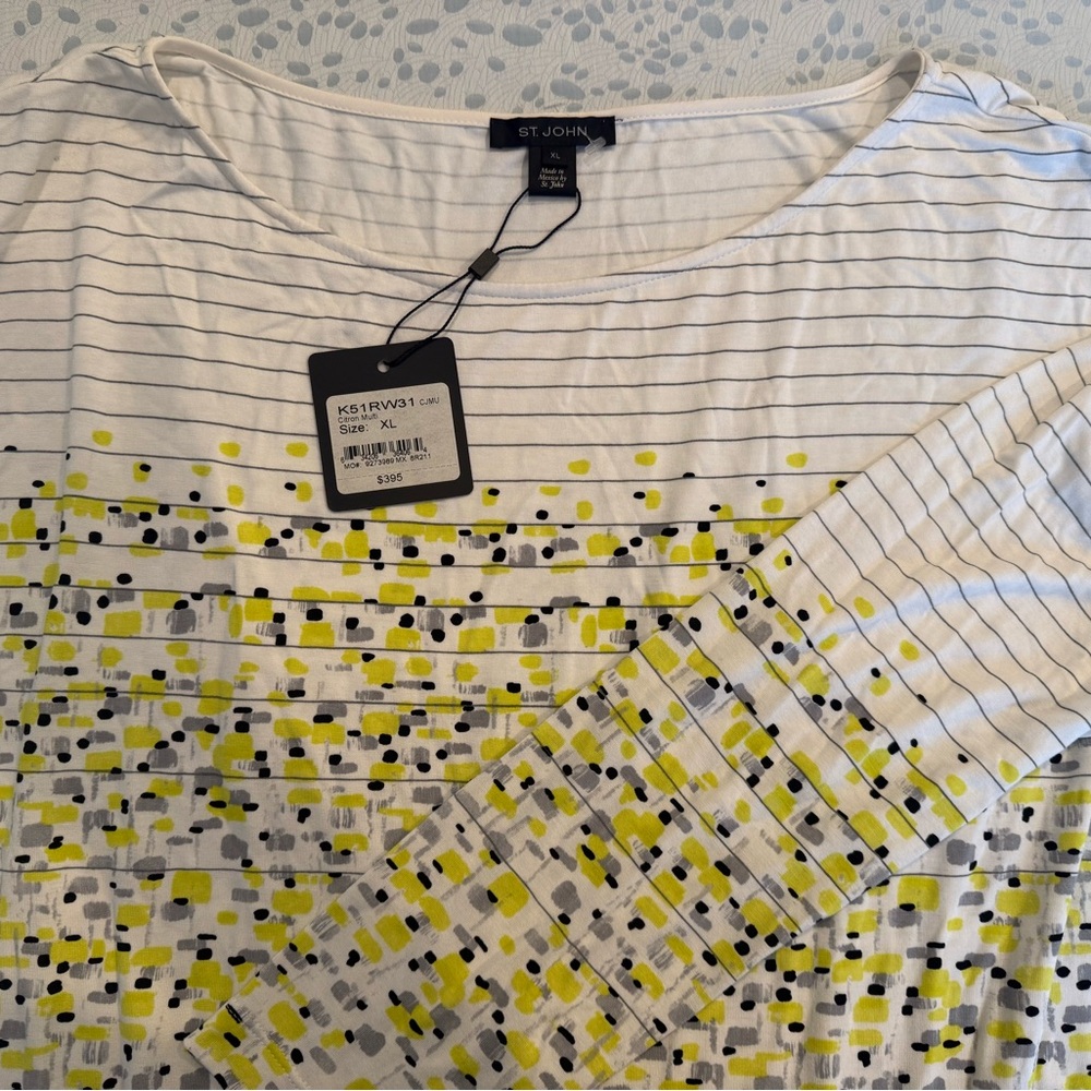 St. John Long Sleeve Top with Yellow and Black Pattern